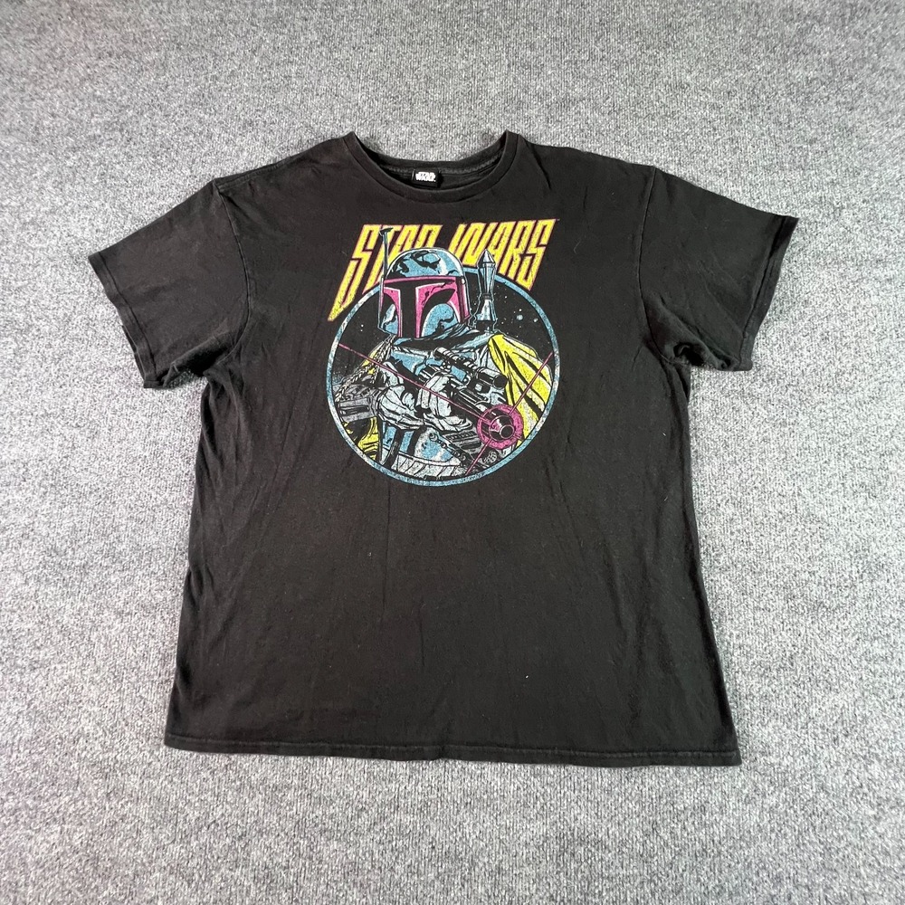 Star Wars Boba Fett T-Shirt Men's XL Black Graphic Tee Casual Outdoor Crew Neck